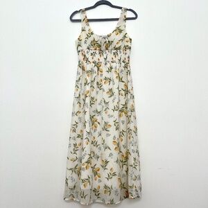 Sincerely Jules floral midi dress babydoll cottagecore smocked waist size S